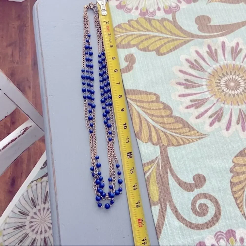 J. Crew Multi Chain Blue Beaded Necklace